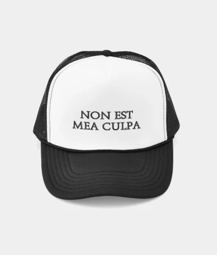 Non Est Mea Culpa Trucker Hat Black & White (2)